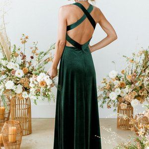 Revelry Dylan Green Velvet Dress - Worn Once